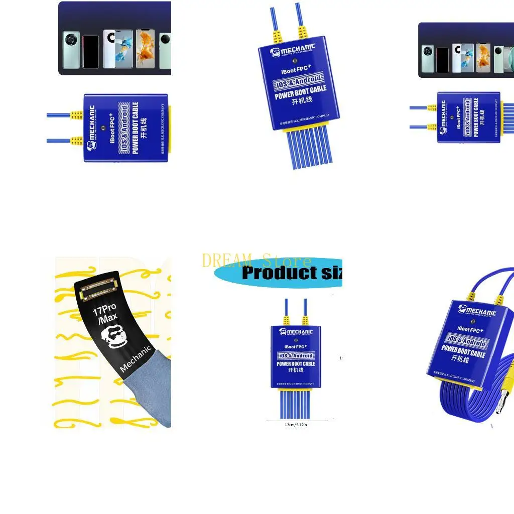 Phone Board Boot Cable Set for Mobile Repair Station Work, Direct Board Startup Review Tool with Organized Ribbon Cable Layout