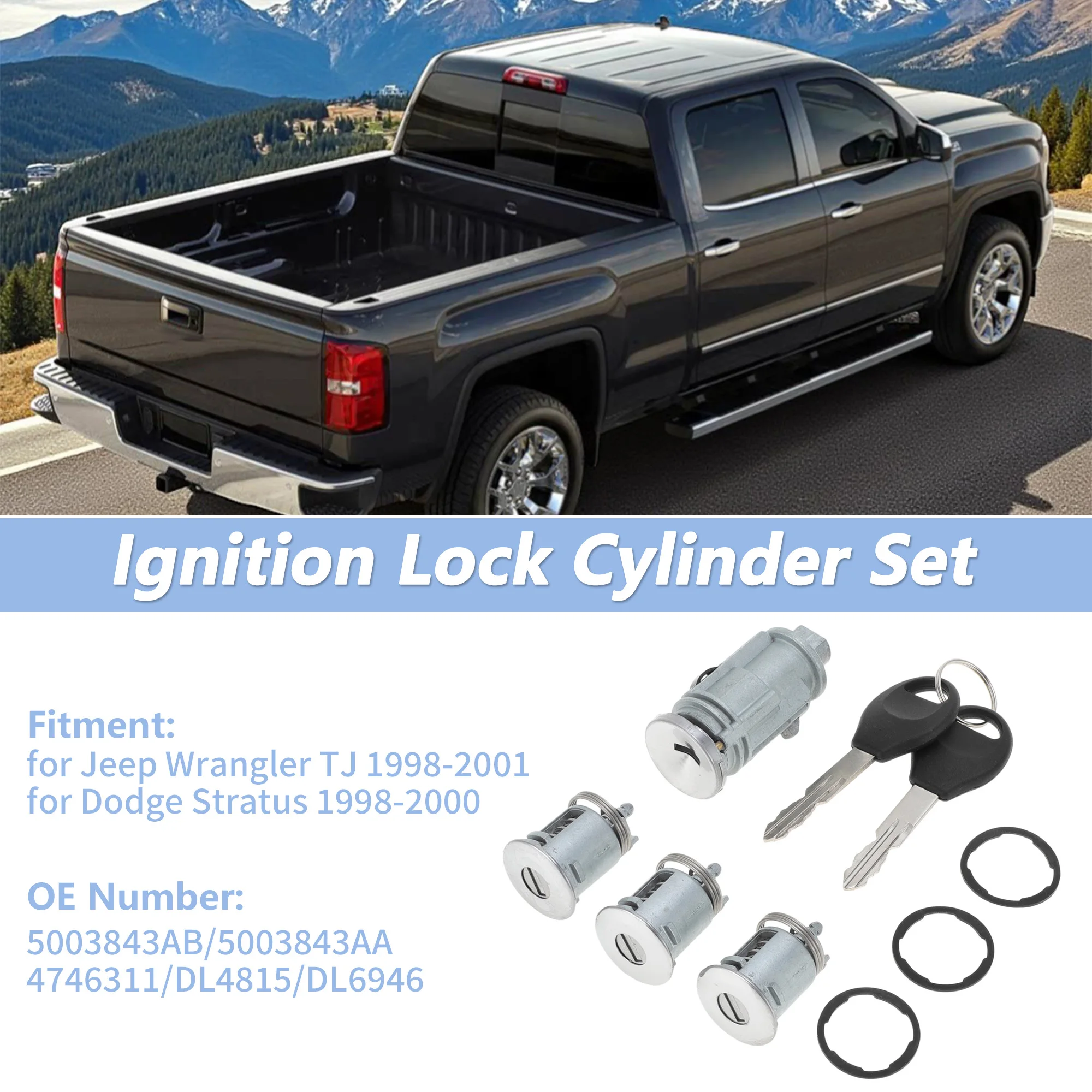 

UXCELL No.5003843AB Ignition Lock Cylinder and Door Lock for Jeep Wrangler TJ 1998-2001