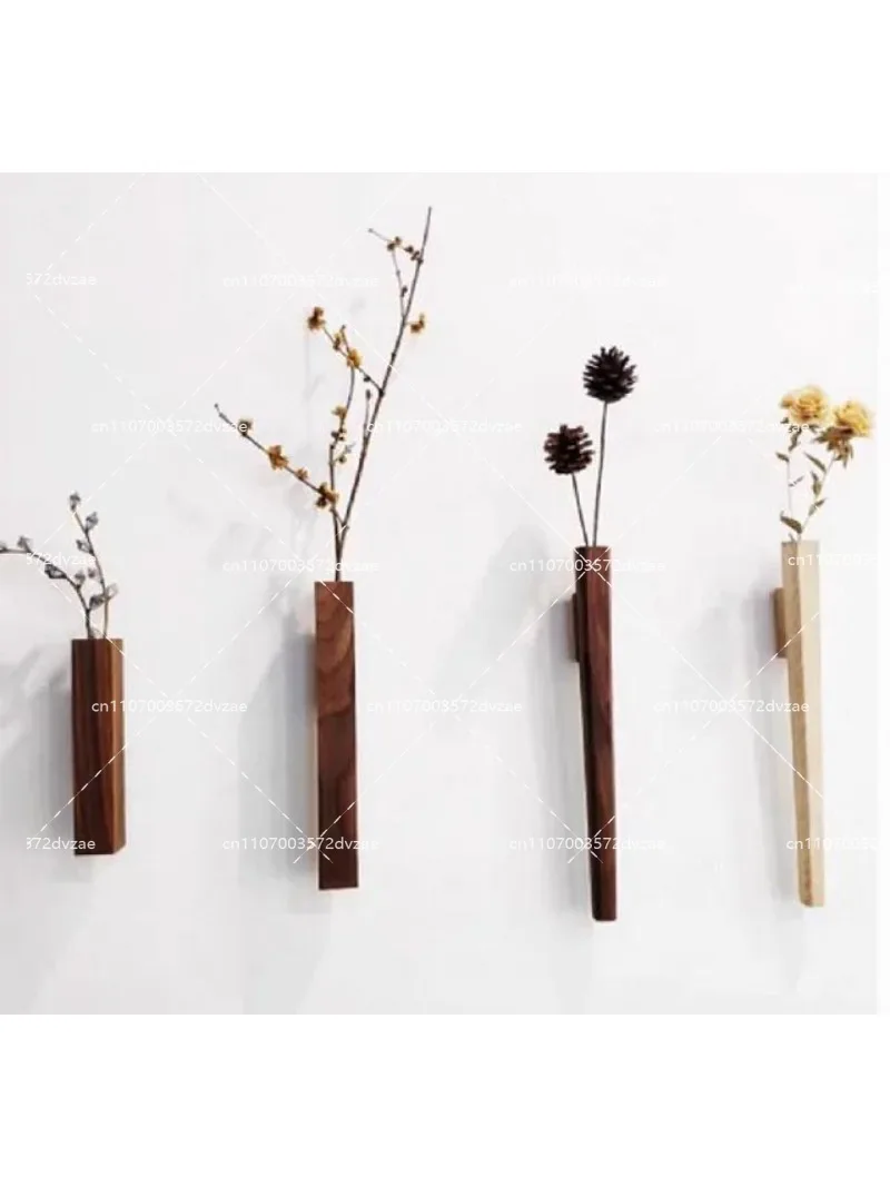 Creative Wooden Wall-Mounted Vase Hydroponic Planter Flower Bottle Home Decor