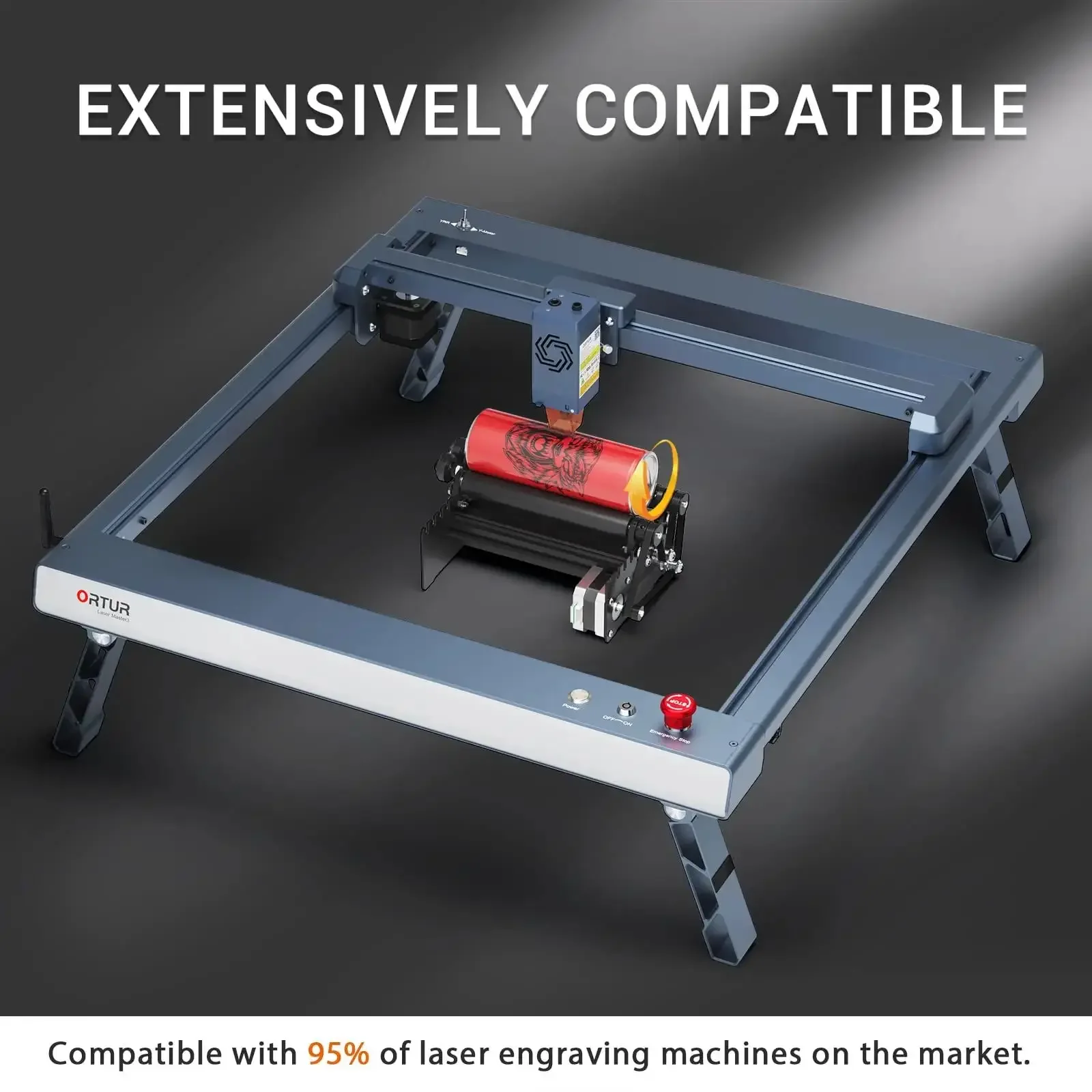 ORTUR Laser Rotary Roller Tools Parts for 360 Degree Laser Engraver Y-axis Rotary Module for Engraving Cylindrical Objects Cans