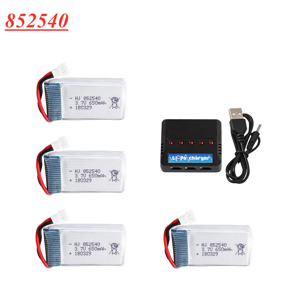 3.7V 650mAh 25c lipo Battery+charger For SYMA X5C X5C-1 X5 H5C X5SW X6SW H9D H5C RC Drone Spare Parts 852540 3.7V Battery