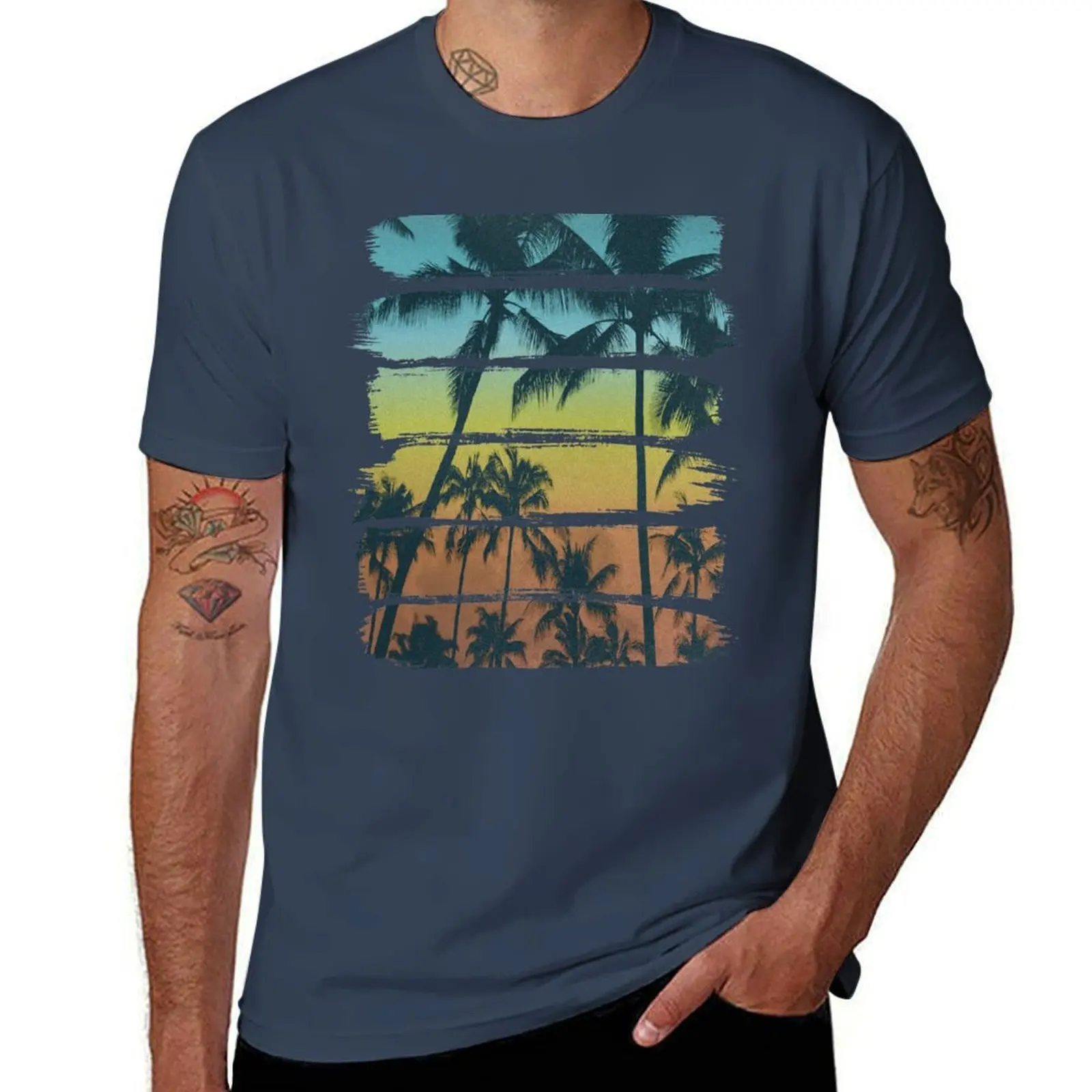 

Tropical Brush Strokes T-Shirt Holiday Simple Tee Shirt