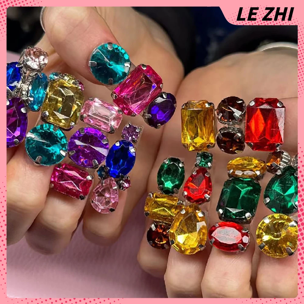 Handmade 3D Fully-Drilled Luxury Diamond Fake Party Nail Sticker Advanced Sense Nail Glitter Rhinestone Party Nail Sticker