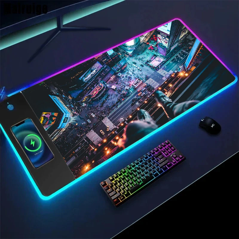 Imagem -05 - Xgz Rgb Estilo Punk Carregamento sem Fio Mousepad Gamer Mouse Acessórios do Computador Mouse Pad Retroiluminado Tapetes de Mesa de Jogos