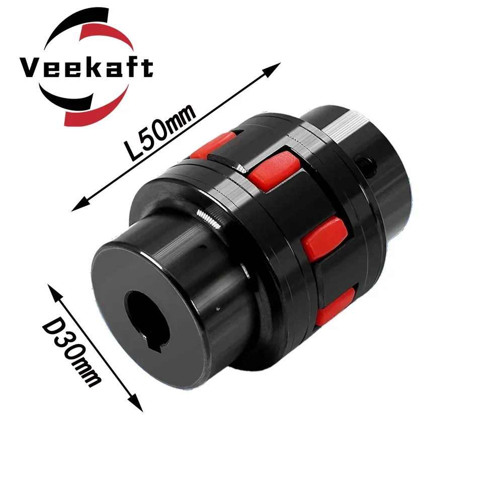 veekaft 1PC XL0 D30L50 8/10/12/14/16mm GR14 CNC Motor ballscrew Jaw spider plum steel Shaft Coupler Flexible Couplin