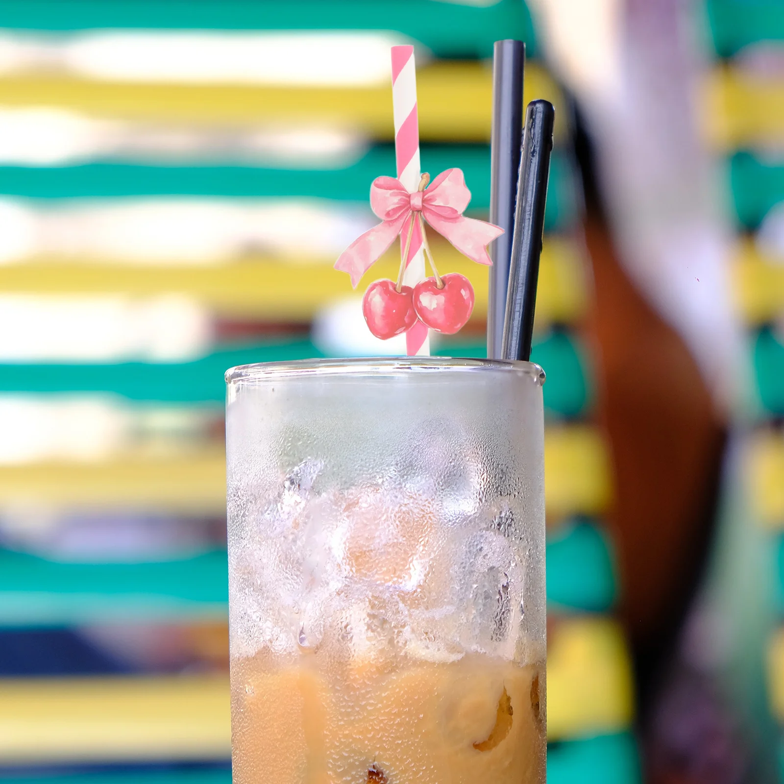 

50Pcs Cherry Paper Straws Red Disposable Drinking Straws Decorative Party Paper Straw Set Valentines Birthday Summer Events