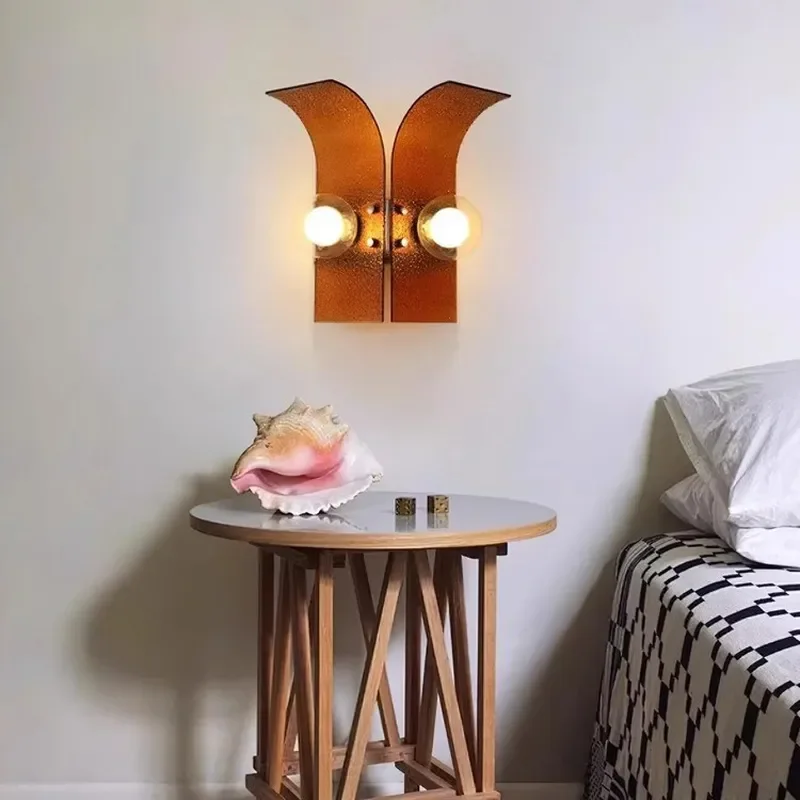 Vintage French Style Wall Sconce Medieval Glass Lamp for Bedroom Bedside Living Room Corridor Retro Designer Home Decor Light