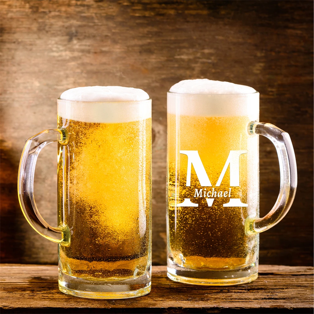 Gifts For Men Engraved Glass Beer Personalized Mug Beer Gifts Customized Father\'s Day Gifts Birthday Present for Him Dad Brother