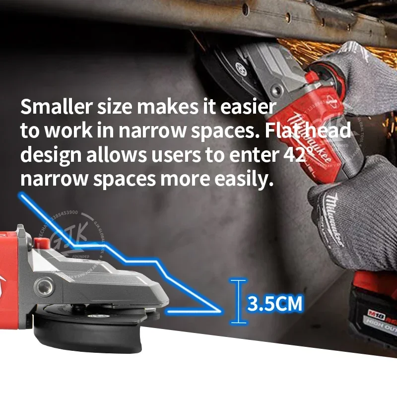 125mm Milwaukee Brushless Angle Grinder Polishing Cutting Machine No-Lock Paddle Switch Electric Cordless Power Tools - Image 4