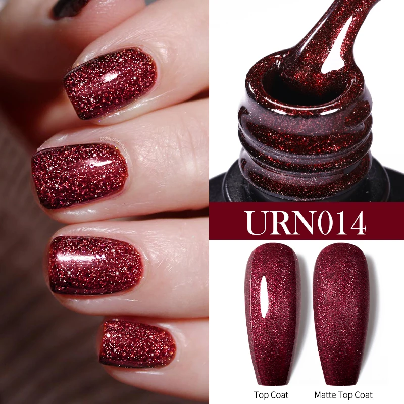 UR SUGAR 7.5ML สีแดง Glitter เลื่อมเจลเล็บกึ่งถาวรเคลือบเงาเล็บเจล Polish Soak Off UV LED เจลเล็บ Top Coat