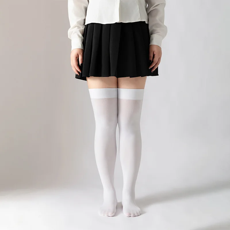 Sexy Einfarbige Lange Socken - Damen Overknee-Strümpfe Schwarz Weiß Warme Kniestrümpfe für Damen und Mädchen Lolita – Detail 13