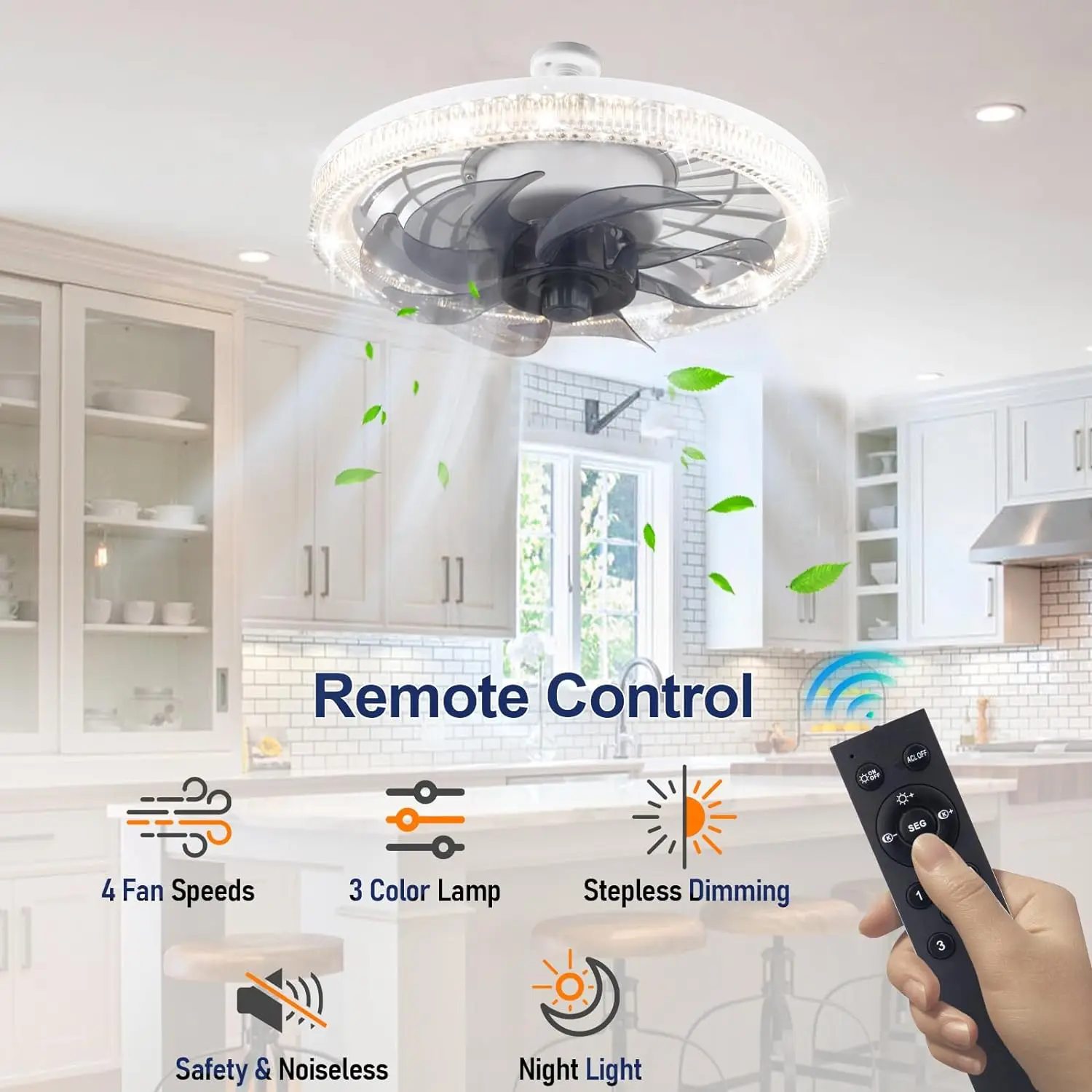 

Nice LED Ceiling Fan Light Bulb Fan Socket E27 Base With Remote Control Dimmable For Indoor Home Bedroom Study Decoration Fans L