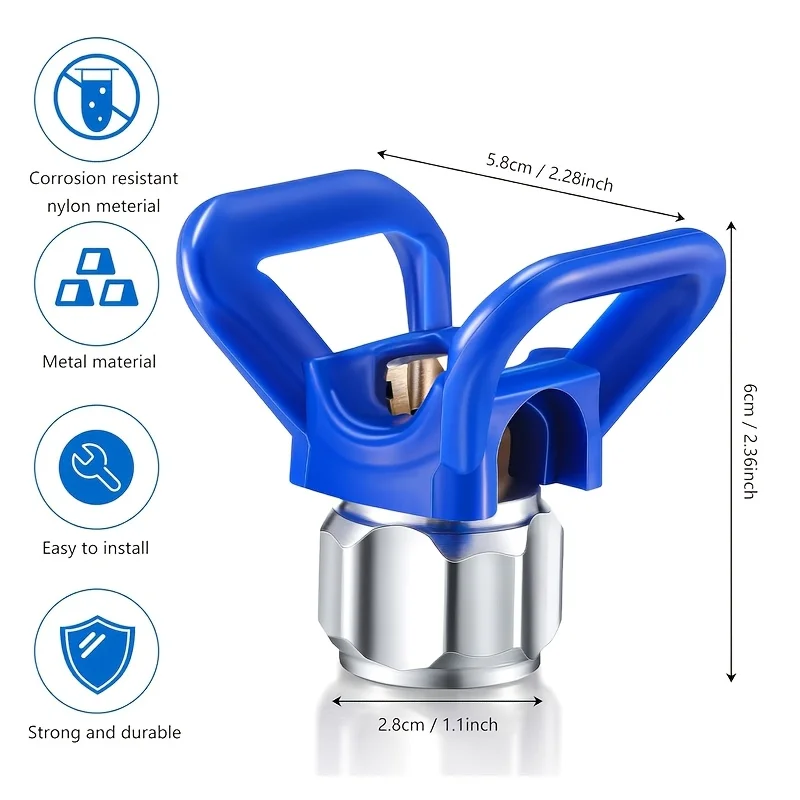 4-Piece Blue Spray Gun Nozzle Kit Combination Protective Cover Airless Nozzle Set Sprayer Spray Gun Parts for Airless Spray Guns