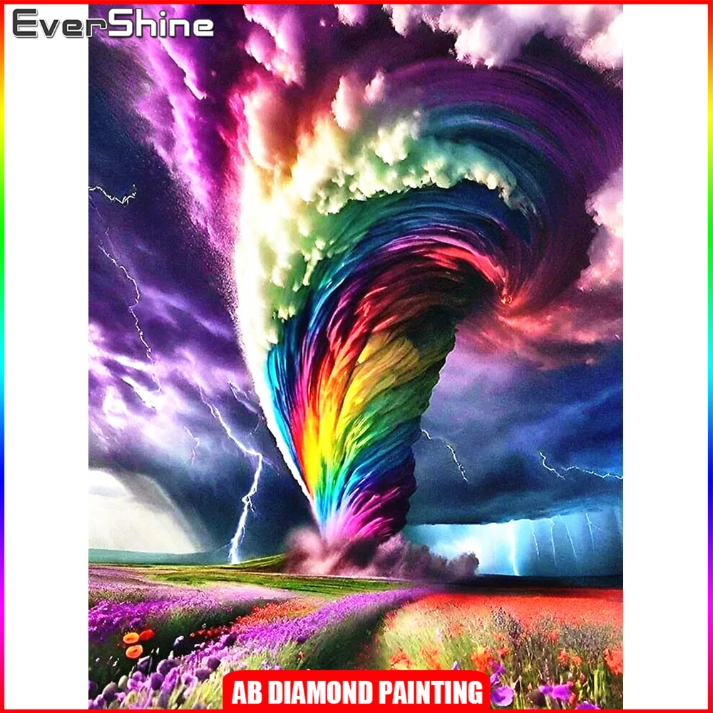 EverShine Diamond Painting Landscape Full Square AB Drill Mosaic Tornado Cross Stitch Embroidery Flower Rhinestones Home Decor