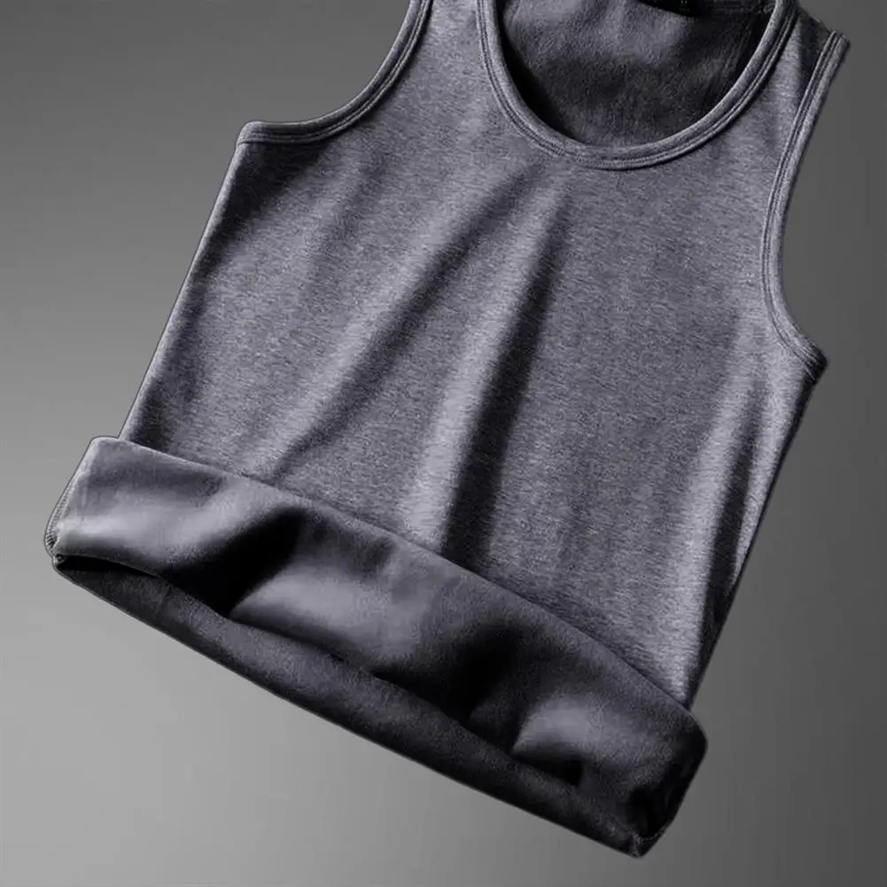 Men Winter Tank Top Men\'s Thermal Sleeveless Vest Slim Fit Bottoming Top for Fall Winter Homewear Pajamas Soft Elastic Warm