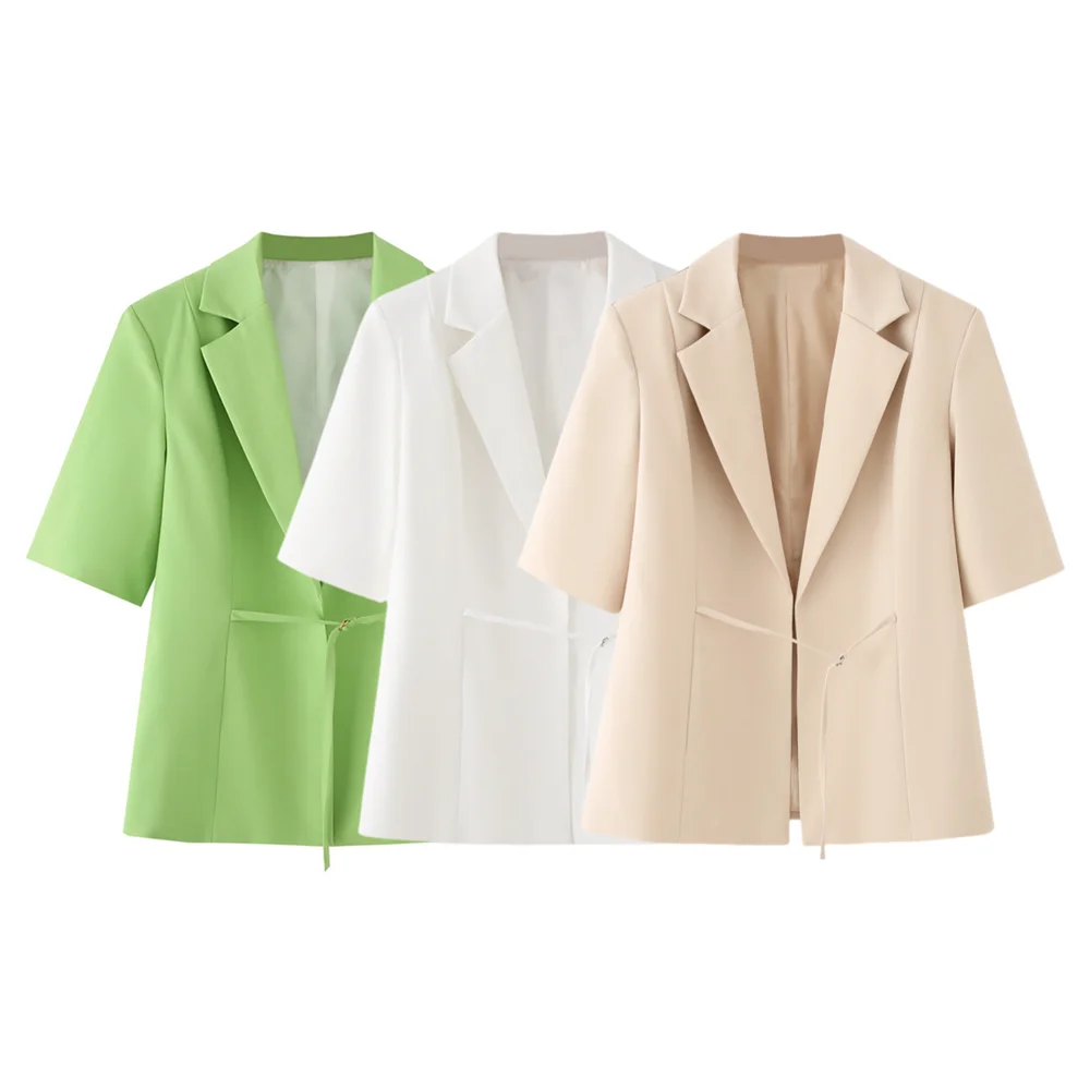 

PB&ZA2025 Autumn New Arrivals Women's Wear Casual Lapel Belt Design Slim Fit Women's Thin Suit Jacket