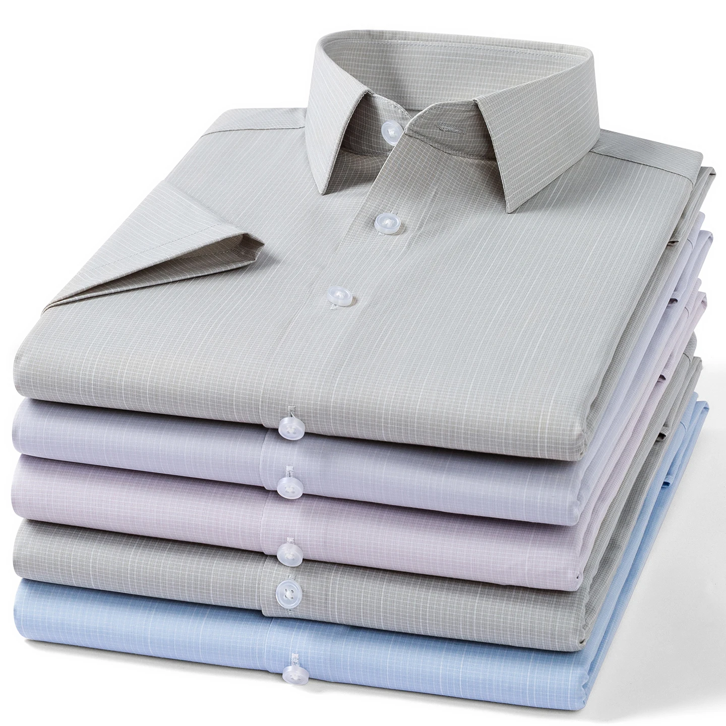 Hight quality Modal summer short sleeve shirts for men slim fit formal shirts soft casual elastic plaid Anti-wrinkle clothes