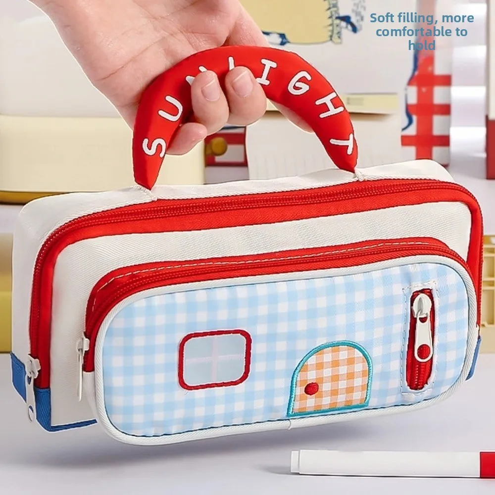 

Handheld Dopamine House Pencil Bag Cosmetics Storage Large Capacity Stationery Storage Bag Creative Portable Pen Pencil Case