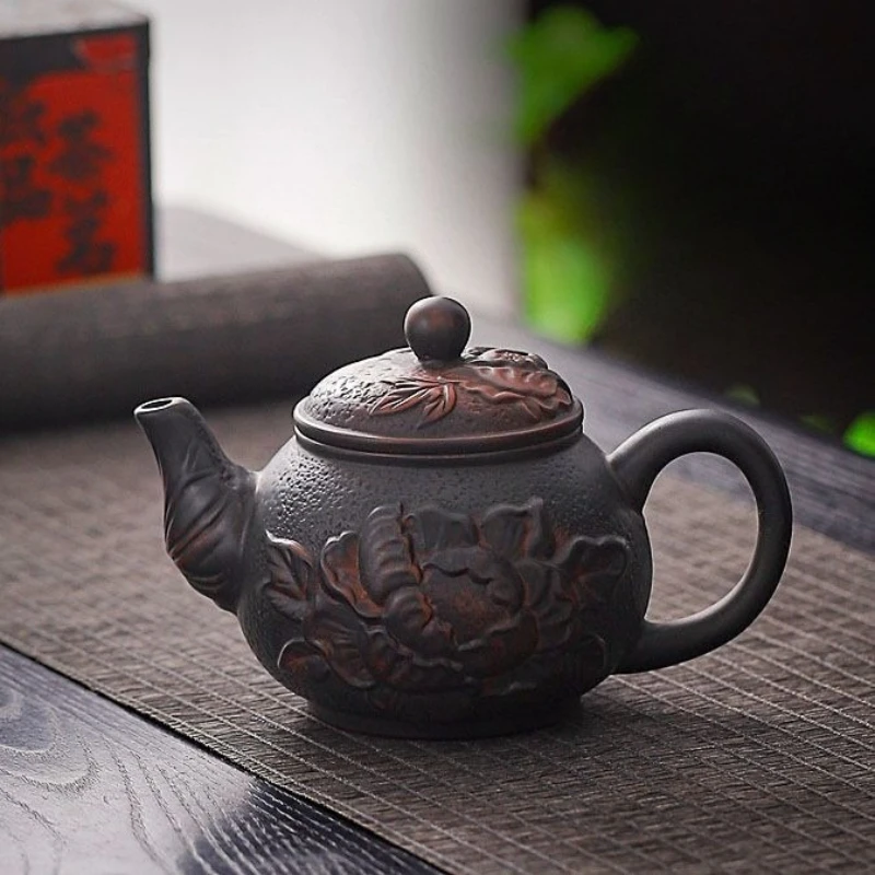 

Премиальный фиолетовый глиняный чайник, домашняя посуда, керамический рельефный чайник Zisha, чайник для заваривания чая, чайный сервиз Gongfu