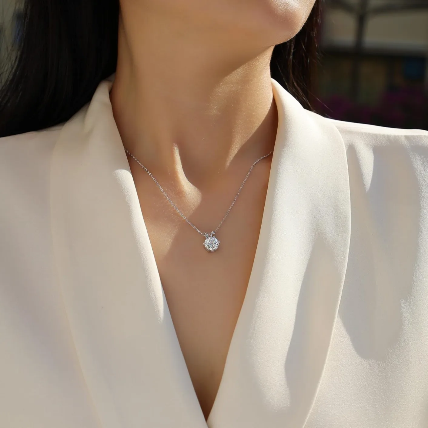 1.0ct-5ct Moissanite Pendant Necklace With Certificate For Women Original Real 925 Silver Chain Solitaire Drop Necklaces - view 3