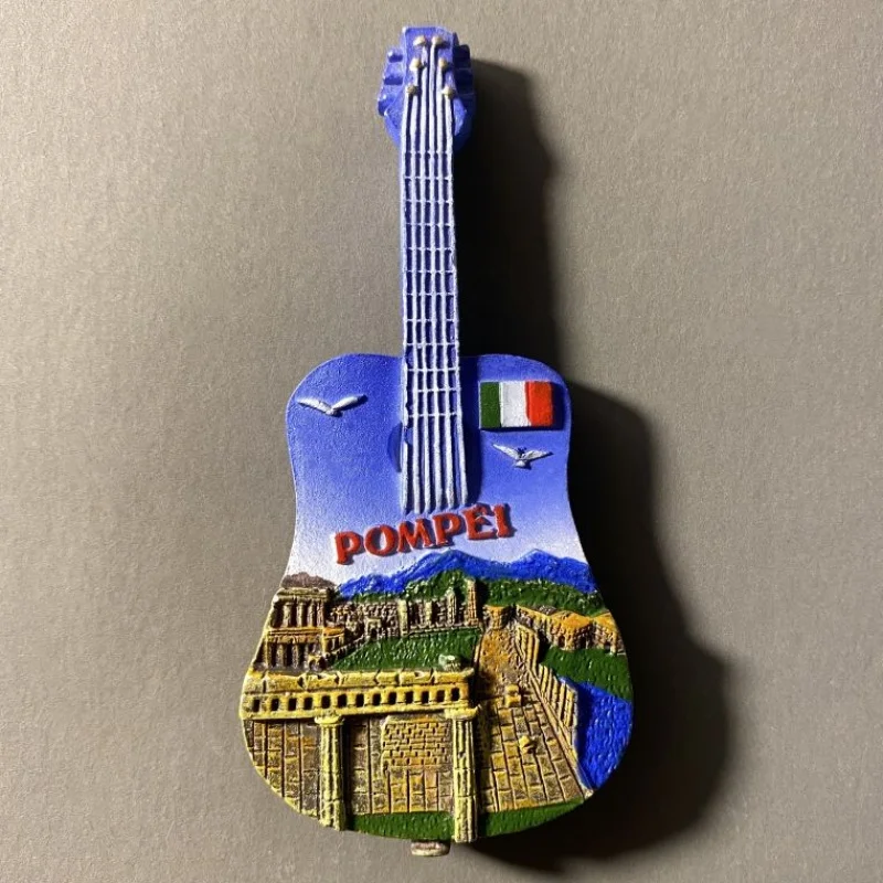 

Italy Amalfi Coast Pompeii Ancient City Tourist Souvenir Creative 3D Guitar Decoration Magnetic Fridge Magnet