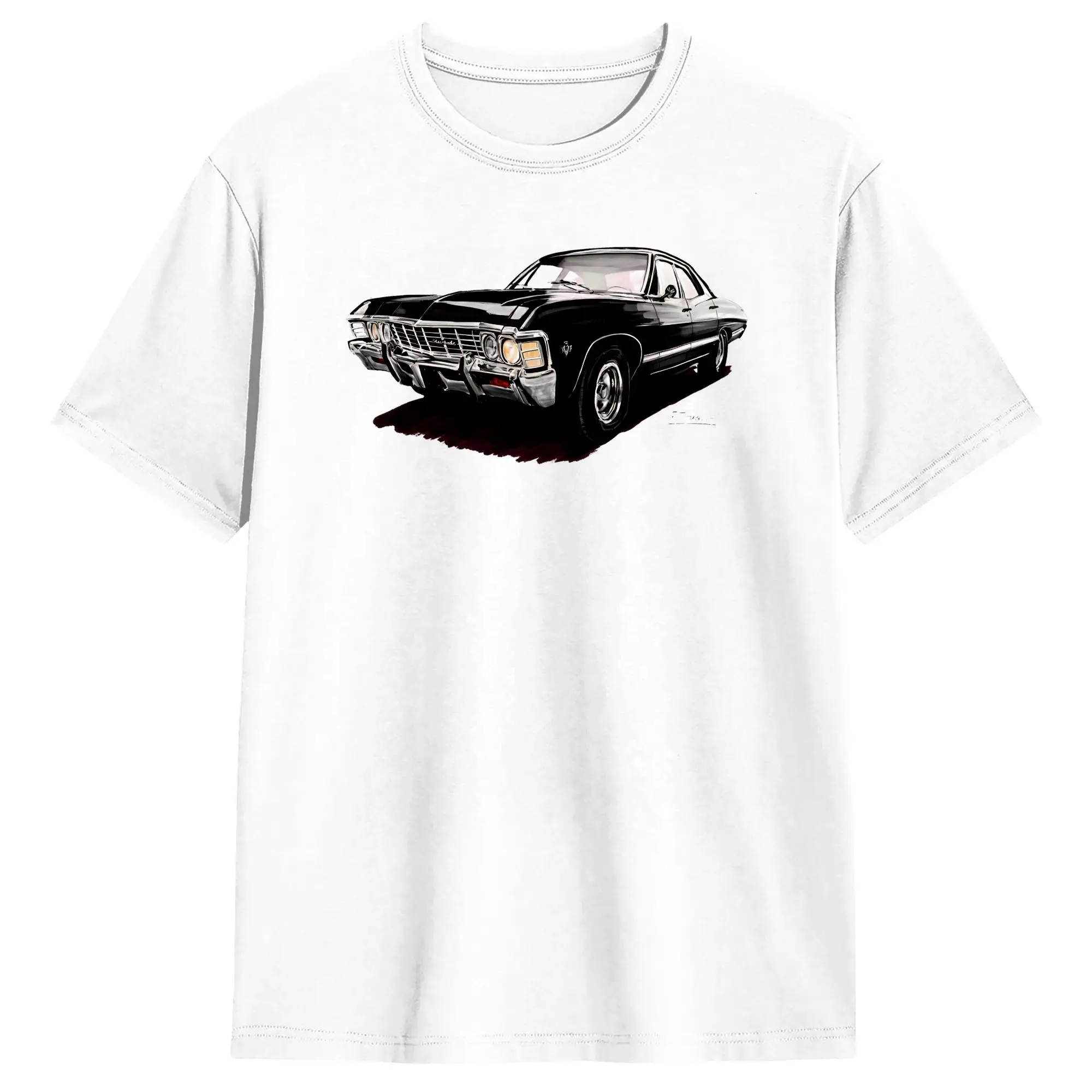 Supernatural Impala T Shirt Summer  100% Cotton T-Shirts For Men's Harajuku Printed Tshirt Short-Sleeved Y2K Funny Top Tees