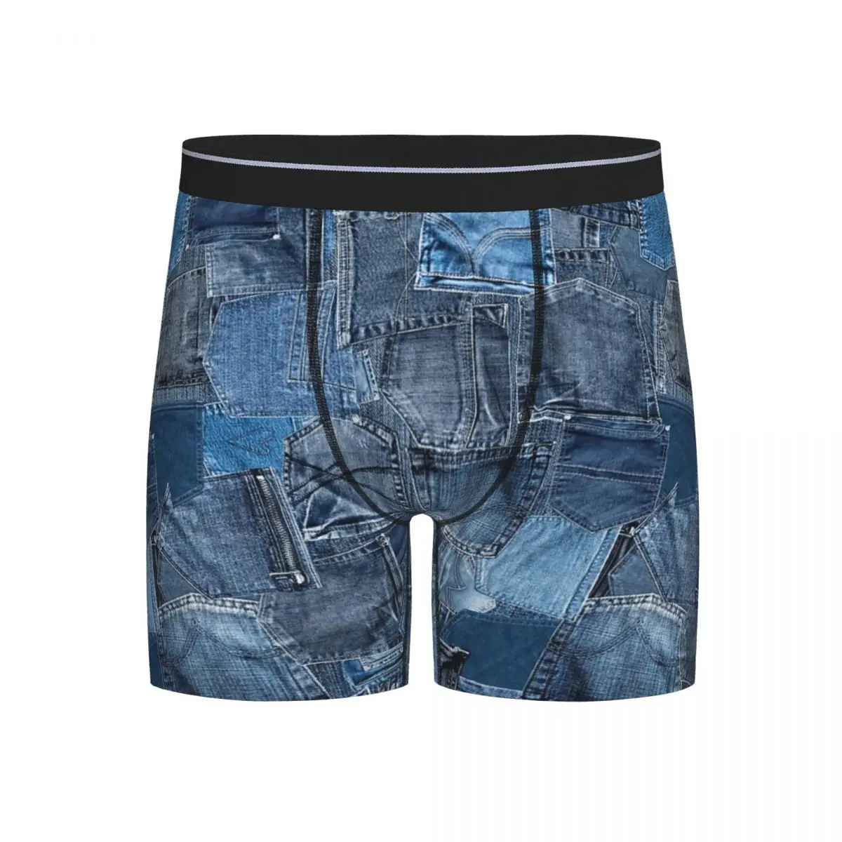 

Длинные трусы-боксеры, шорты, синие джинсовые джинсы, карманные лоскутные трусы, мужское удобное нижнее белье для Homme, мужские подарки бойфренду