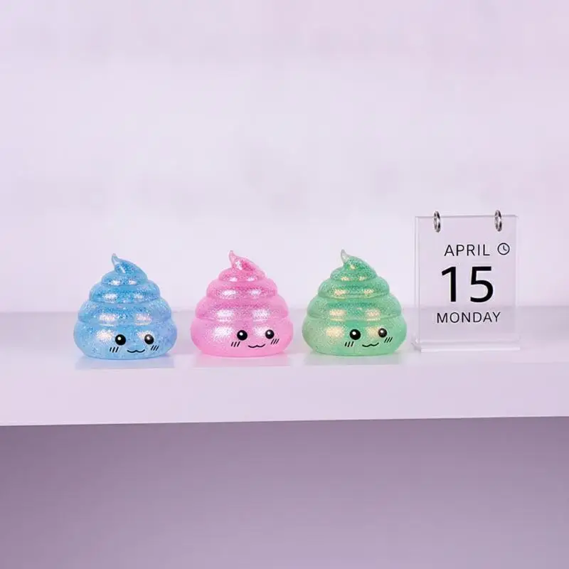 Cute Glitter Poop Squeeze Toys Soft Elastic Adorable Cartoon Design For Kids Stress Relief Desktop Party Favors Decor