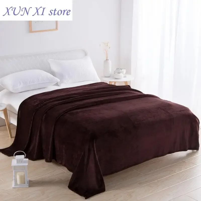 

New Dark Brown Gold velvet Blanket Coral For sofa Air Throw Travel Light Thin Mechanical Wash Flannel Blankets Winter Soft Warm