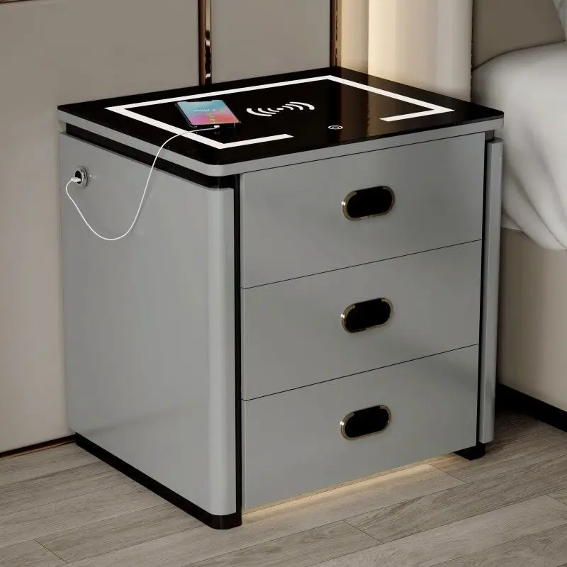 Smart Bedside Table Simple Modern Light Luxury Premium Multi-function Wireless Charging Storage Bedroom Bedside Table