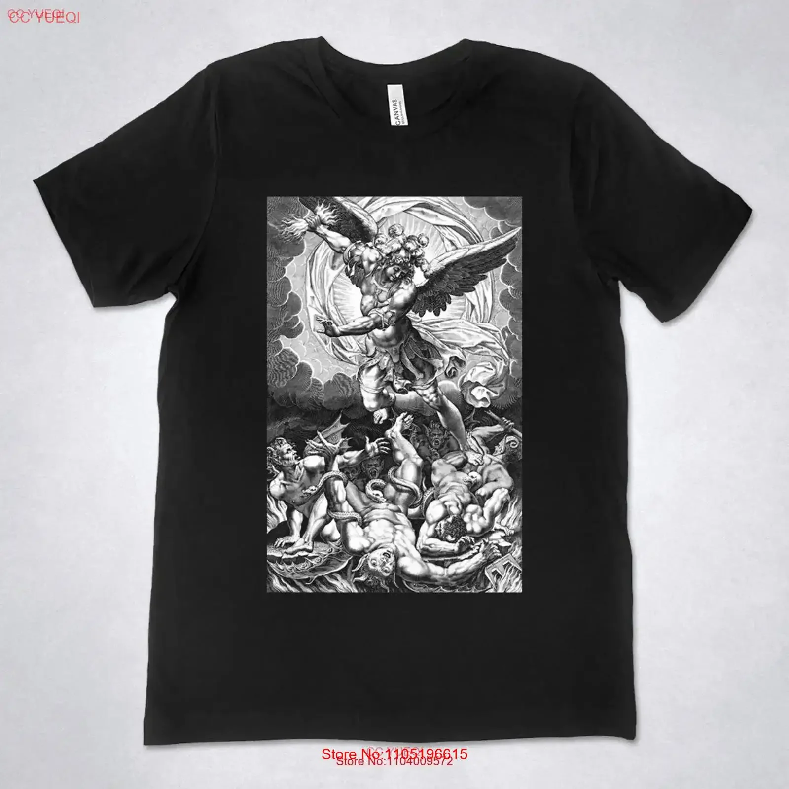 The Fall of rebellious angels T Shirt Philippe Thomassinthe Rebel Art back patch engraving vintage Washed Unisex Stylish