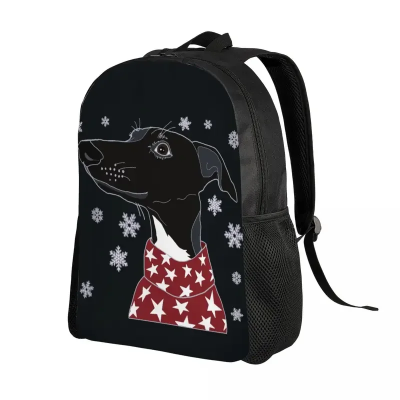 Cute Winter Whippet Laptop Backpack Men Women Casual Bookbag for College School Students Lurcher Greyhound Dog Bags