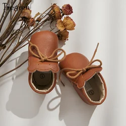 Tregren-zapatos antideslizantes para bebés, calzado infantil de suela suave, de cuero, para cuna de 0 a 18 meses, para Otoño e Invierno