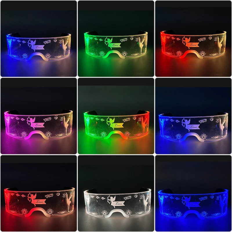 Coole leuchtende LED-Brille, blinkende Partybrille, futuristische transparente LED-Brille für Nachtclub, DJ, Tanzparty-Dekoration – Detail 20