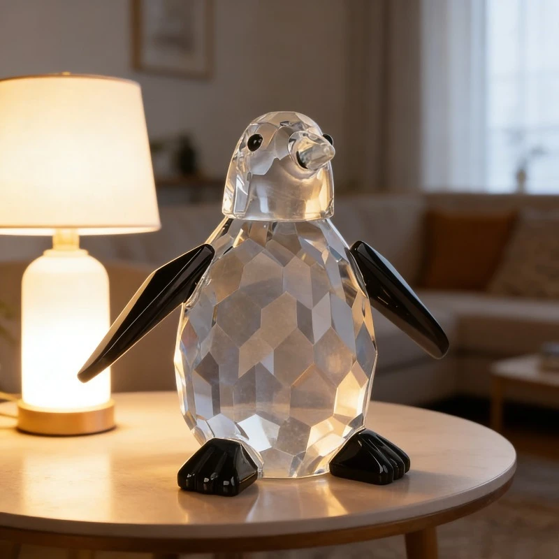 

Exquisite Crystal Penguin Statue European Style Cartoon Figurine Living Room Study Office Decor Ocean Animal Crystal Gift