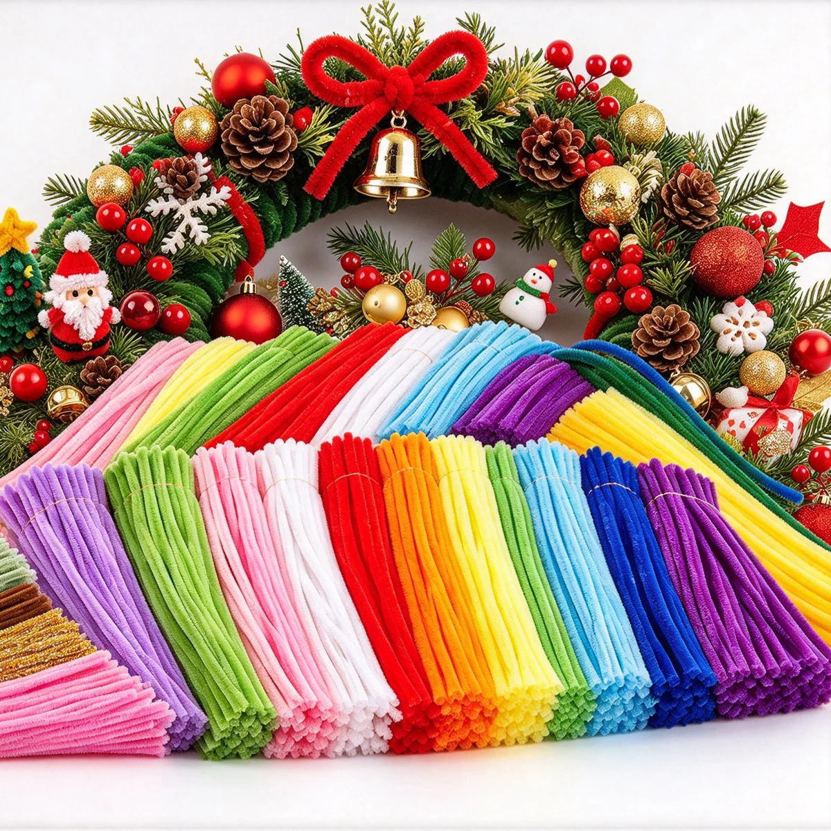 45/90/103/360/486pcs Assorted Rainbow Fuzzy Pipe Cleaners Flexible Twist Sticks for Kids Craft Projects Holiday Decor ZSY