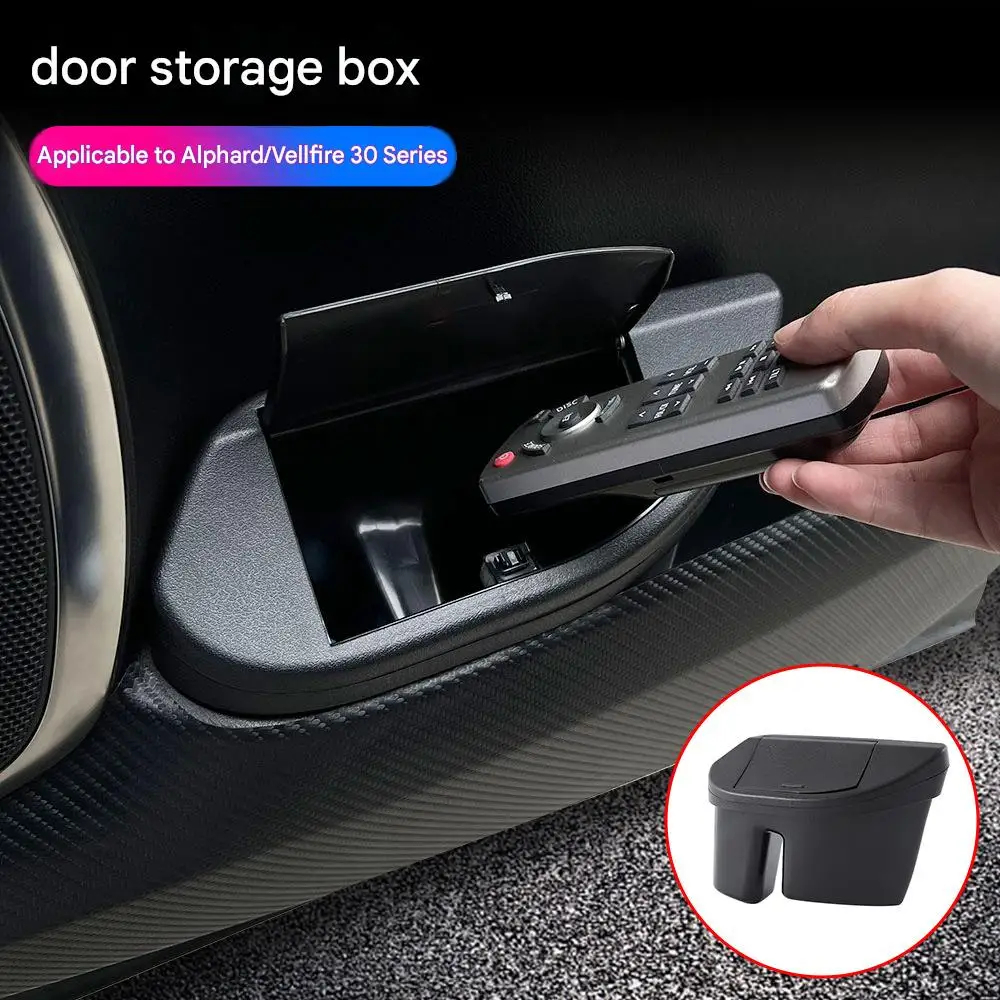 Car Door Storage Box for Alphard Vellfire 30 Series Front Pocket Organizer Lid Trash Bin Interior Accessories Storage Solutions
