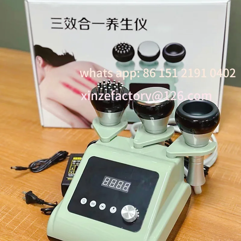 

Customizable three-in-one health instrument meridian dredging micro-electric scraping pressure heating vibration instrument
