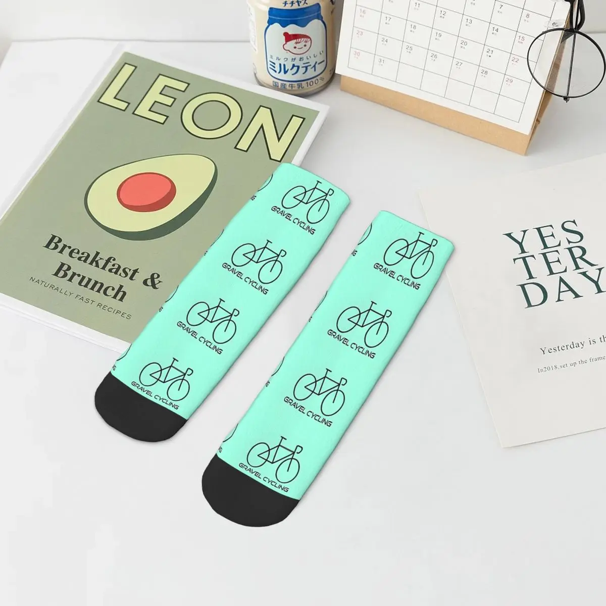 Road Cycling Mint Green Bike Andy Warhol Printed Bicycle Ankle Socks Male Mens Women Summer Stockings Printed