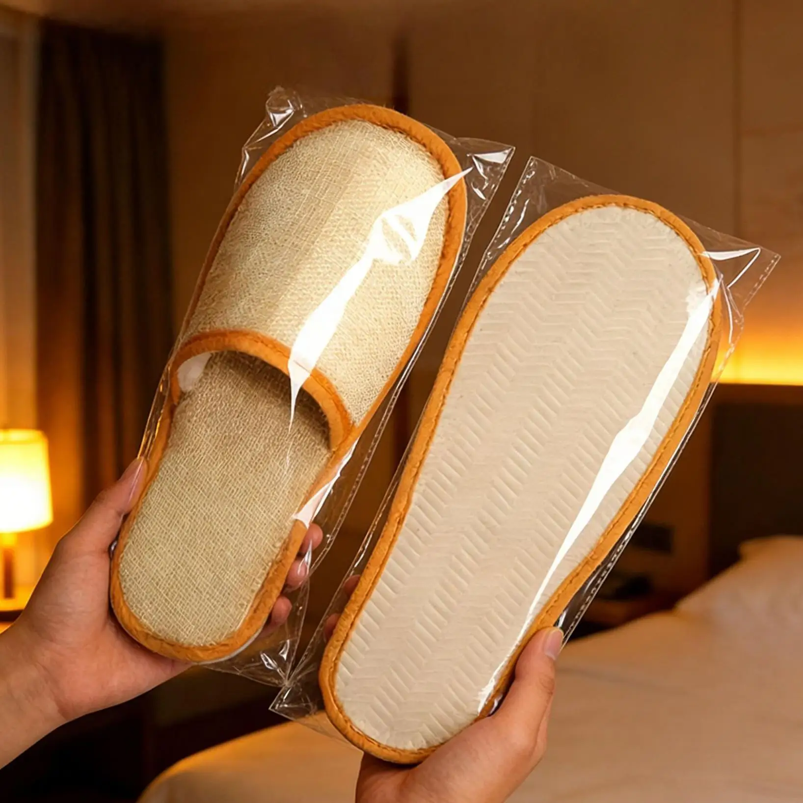 Purcoral 30 Pairs Hotel Disposable Open Toe Slippers 7mm Thick Non Slip Linen Unisex Indoor Guest Portable Travel Slippers