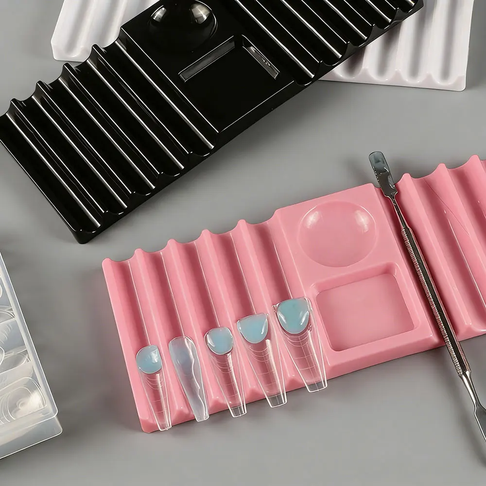 1pcs Multi-Function Nail Art Pen Holder White Pink Nail Brushes Rack Shelf 8x20cm Color Palette Display Nail Art Brush Stand D4$