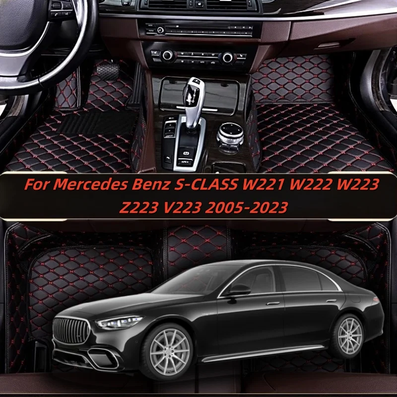 

Автомобильные коврики из кожи на заказ для Mercedes Benz S-CLASS W221 W222 W223 Z223 V223 2005-2023, аксессуары для салона автомобиля