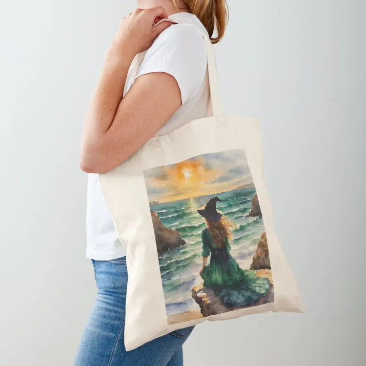 

Emerald Witch by the Sea by Lyra the Lavender Witch Tote Bag hand bag reusable shopping bags Eco bag Large bags for women