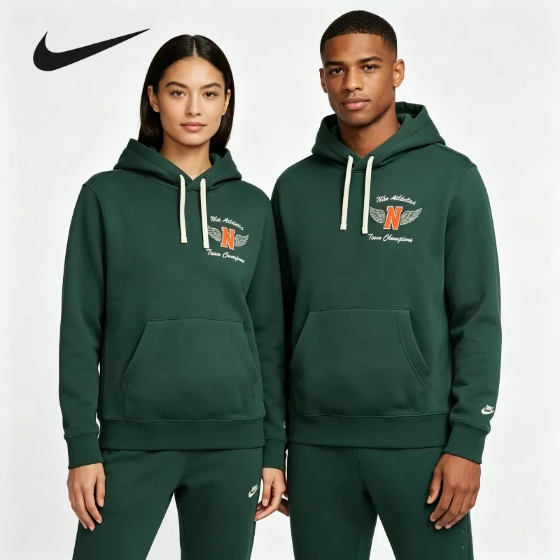 Nike Unisex Graffiti Print Hoodie Spring Fall Hip Hop Oversized Pocket Streetwear PulloverHQ4952-338 1PCS