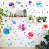 3D Ocean Jellyfish Wall Sticker Children Kids Room Bathroom DIY Home Decor PVC Vinyl Decal Decoration