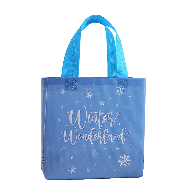 12 Stück „Let It Snow“-Thema, Vlies-Geschenk-Verpackungsbeutel, Schneeflocken-Einkaufstaschen für frohe Weihnachten, Neujahrsparty-Dekoration – Detail 4
