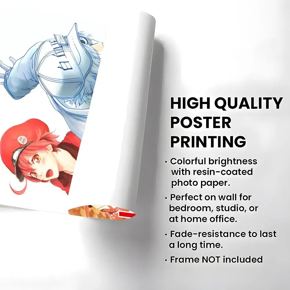 Anime Cells at Work! Poster Self-adhesive Art Waterproof Paper Sticker Coffee House Bar Room Wall Decor