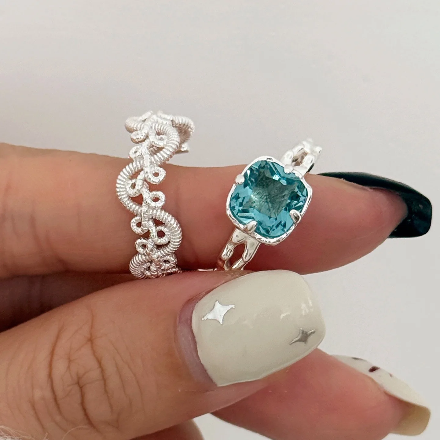 

Кольца из стерлингового серебра 925 пробы для женщин, геометрические ювелирные изделия, регулируемое кольцо на палец, простое кольцо с синим камнем для вечеринки, подарка на день рождения