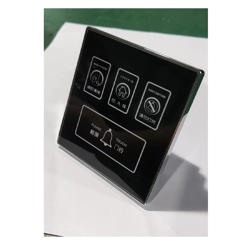 Customized Tempered Glass Electric Hotel Number Plate Touchscreen Room DND Switch Digital Doorplate