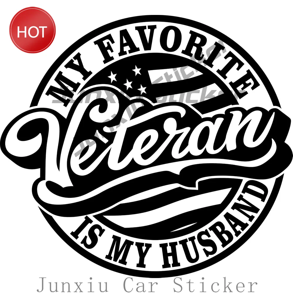 2 Pack My Favorite Veteran Is My Husband Weatherproof PVC Sticker For Car Body And Laptop Decorative Graphic Design Decal